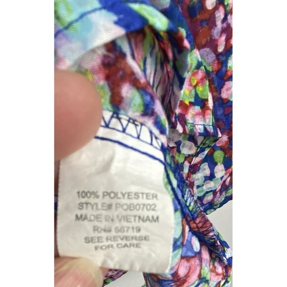 Notations Blouse Women's 3X Split Button Neck Pleated Roll Tab Sleeve Peasant - Picture 11 of 12